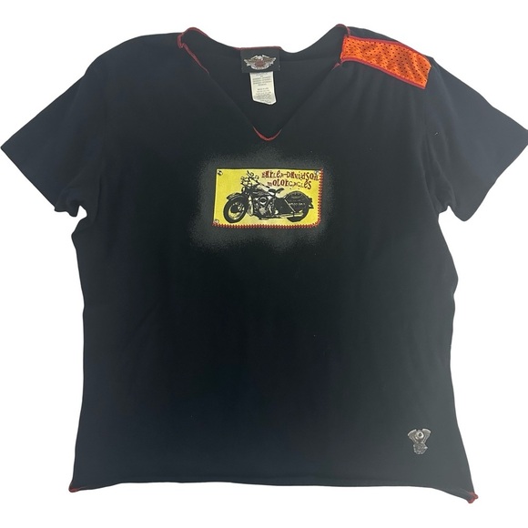 Harley Davidson Motorcycles VINTAGE Women's Shirt XL Short Sleeve Studded - Picture 1 of 6